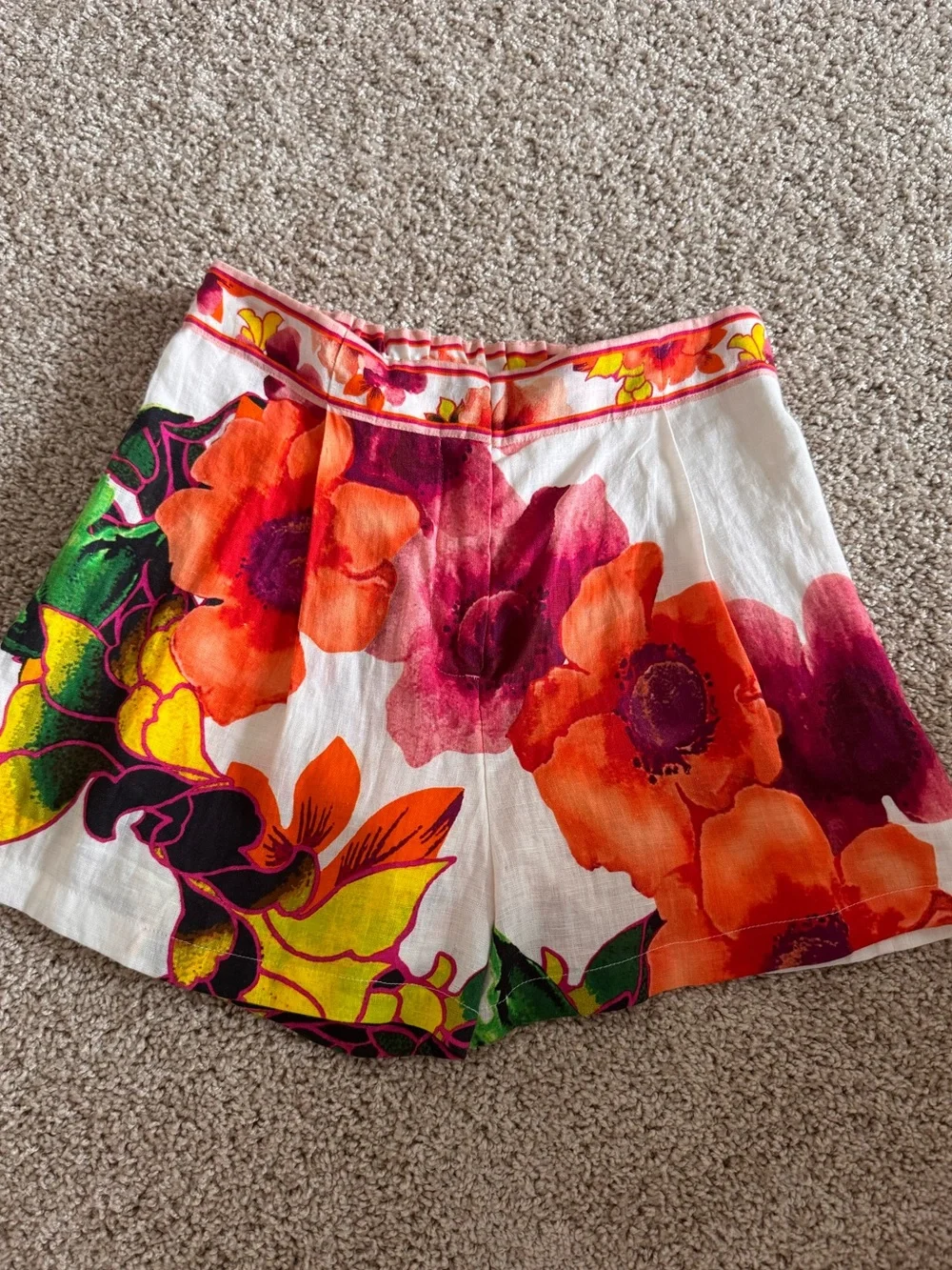 Camilla Floral Silk Linen 2 Piece Top Shorts Set Size Small
